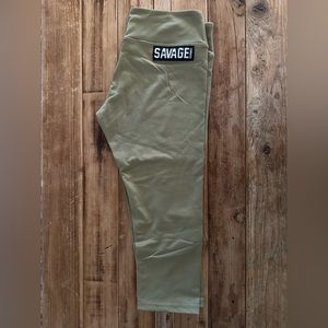 Savage Barbell crop leggings. Size M. Army Green.